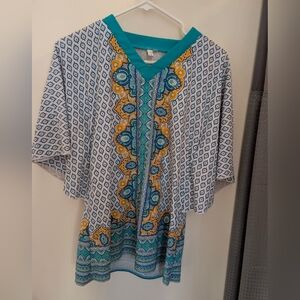 Girl's 7/8 CABANA LIFE SPF SWIM COVER Teal & White SUMMER Coverup Beach Pool